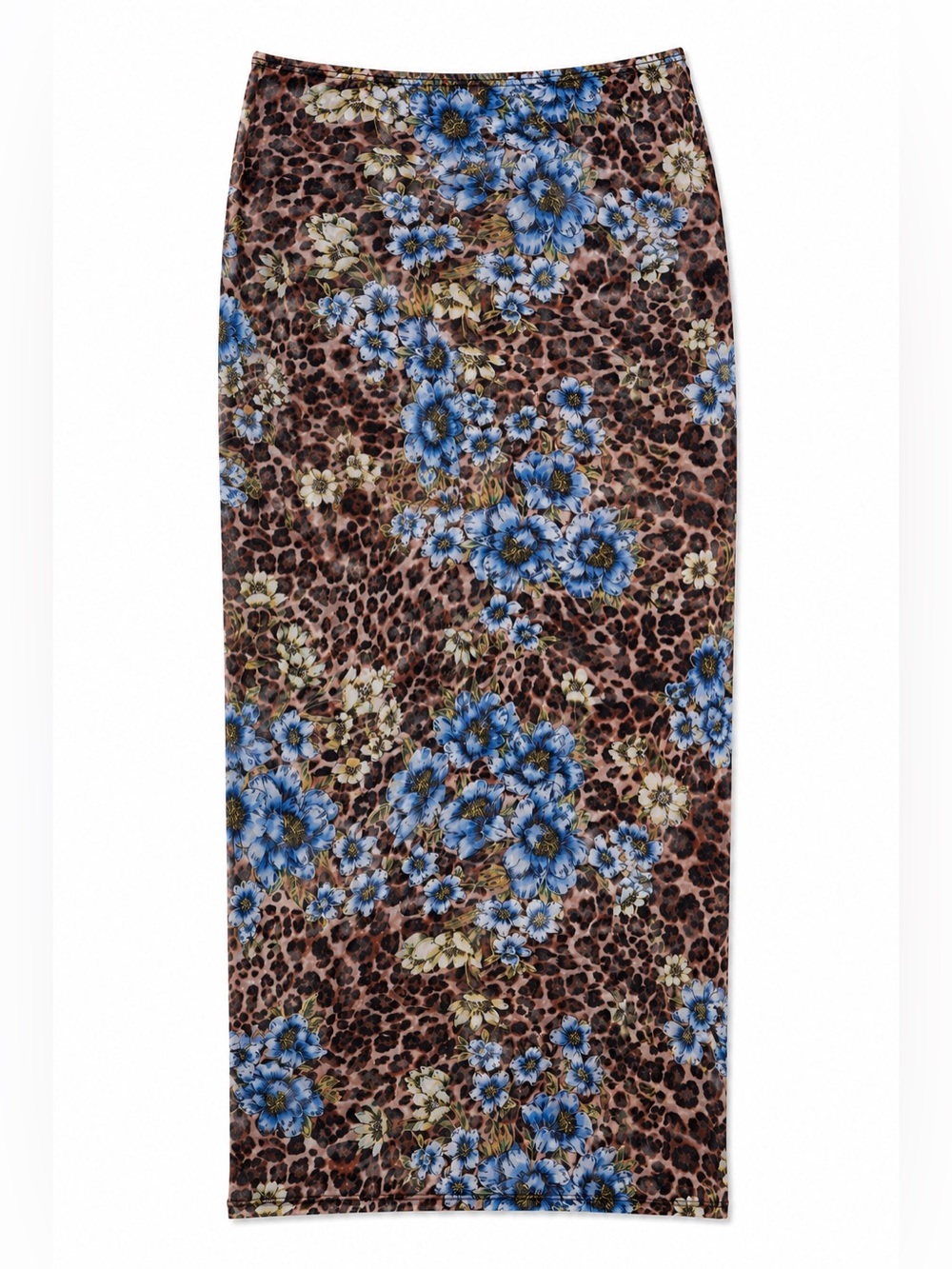 Superdown‎ Leopard Floral Mesh Maxi Skirt Y2K Whimsigoth Sheer Bodycon Small